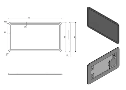 Fürdőszoba tükör, Sapho NYX 90x50 NY090