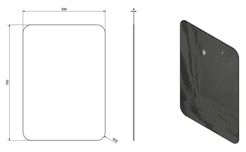 Fürdőszoba tükör, Sapho ISHAPE lekerekített 50x70 AG457