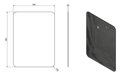 Fürdőszoba tükör, Sapho ISHAPE lekerekített 60x80 AG468
