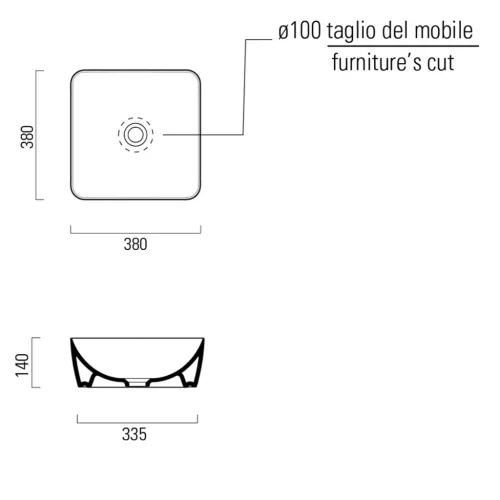 Mosdó, Sapho SAND 38x14x38 fehér 903811