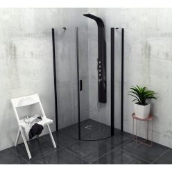   Zuhanykabin, Sapho Polysan ZOOM LINE BLACK íves nyíló 90x90 jobb ZL2615BR