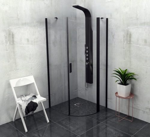 Zuhanykabin, Sapho Polysan ZOOM LINE BLACK íves nyíló 90x90 jobb ZL2615BR