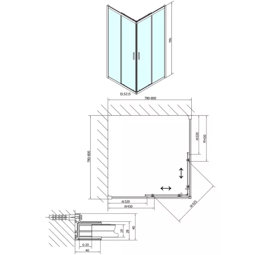 Zuhanykabin, Sapho Polysan EASY LINE 90x90 két toló EL5115