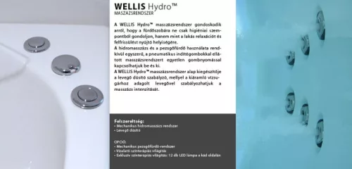 Hidromasszázs kád, Wellis Dublo Hydro 180 csaptelep nélkül WK00005-2 balos
