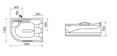 Hidromasszázs kád, Wellis Dublo E-Drive Touch 180 csaptelep nélkül WK00005-5 balos