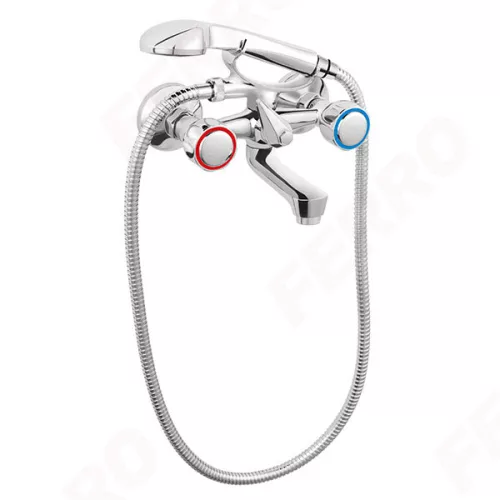 Kádtöltő csaptelep, Ferro Standard fali, zuhanyszettel BST11