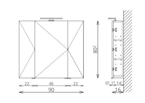Felső szekrény, TBoss Mirror Box Recta 90
