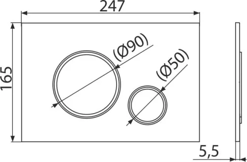 Öblítőtartály nyomólap, AlcaPlast fekete-matt/króm-fényes M778