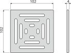 Padlóösszefolyó rács, AlcaPlast 102x102 mm MPV012