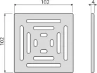 Padlóösszefolyó rács, AlcaPlast 102x102 mm MPV012