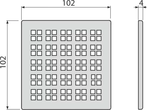 Padlóösszefolyó rács, AlcaPlast 102x102 mm MPV015