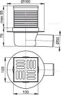 Padlóösszefolyó, AlcaPlast 105x105 mm APV1