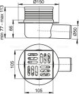 Padlóösszefolyó, AlcaPlast 105x105 mm APV26