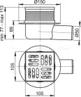 Padlóösszefolyó, AlcaPlast 105x105 mm APV26