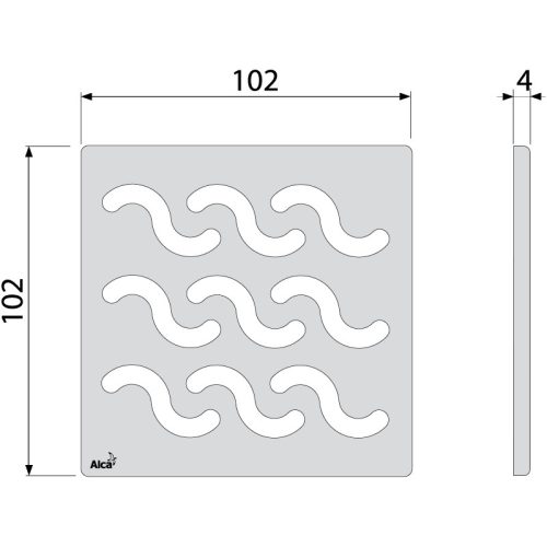 Padlóösszefolyó rács, AlcaPlast 102x102 mm MPV002