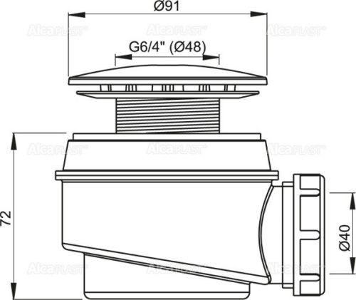 Zuhanytálca szifon, AlcaPlast króm A47CR-60