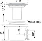 Zuhanytálca szifon, AlcaPlast bronz-antic A49ANTIC