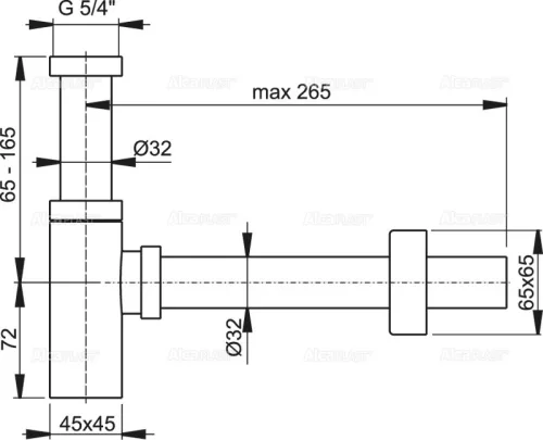 Mosdószifon, AlcaPlast Design fém A401