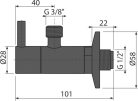 Sarokszelep, AlcaPlast matt-fekete kerek ARV001-BLACK