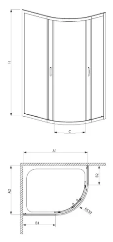 Zuhanykabin, Radaway Premium Plus E 1900 90x80 átlátszó üveggel