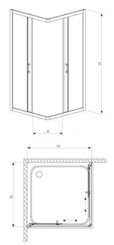 Zuhanykabin, Radaway Premium Plus C 1700 90x90 átlátszó üveggel