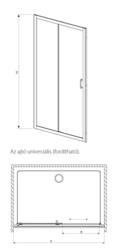 Zuhanyajtó, Radaway Premium Plus DWJ 120 átlátszó üveggel