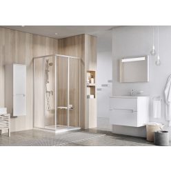   Zuhanykabin, Ravak Supernova SRV2-90 195 S fehér+Transparent üveg 14V701O2Z1