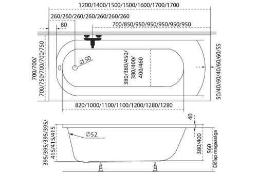 Kád, M-Acryl Mira 180x80