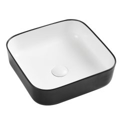   Mosdó, Wellis Azalea matt fekete-fehér pultra építhető porcelán mosdó 39x39 cm WF00088