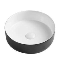   Mosdó, Wellis Rose matt fekete-fehér pultra építhető porcelán mosdó WF00087