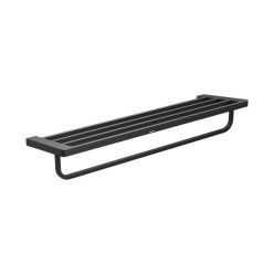   Törölközőtartó, Ravak Fekete színű törölközőtartó polc, tartóval 10 black X07P563