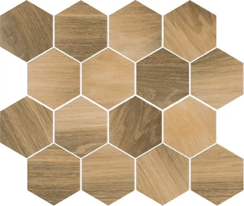 Dekorlap, Uniwersalna Mozaika Wood Natural Mix Heksagon Mat 22x25,5cm