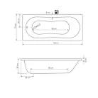 Kád, Sapho AQUALINE JIZERA kád, láb nélkül, 140x70x39cm, akril G1470