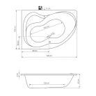 Kád, Sapho AQUALINE CIDLINA kád, láb nélkül, balos, 160x105x47cm, akril G3615