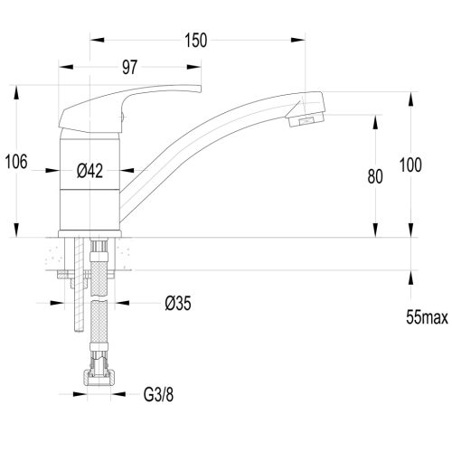 Mosdó csaptelep, Sapho AQUALINE 50 mosdócsaptelep mozgatható kifolyóval, króm 52196