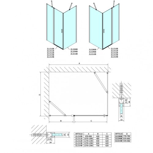 Oldalfal, Sapho POLYSAN ZOOM LINE BLACK oldalfal, 1000mm, transzparent, fekete ZL3210B