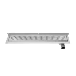   Padlóösszefolyó, Sapho AQUALINE KROKUS padlóösszefolyó sarokba, szifonnal, 760x12cm, inox 2715-80