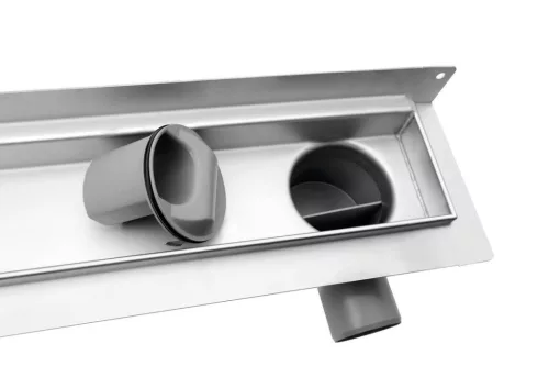 Padlóösszefolyó, Sapho AQUALINE KROKUS padlóösszefolyó sarokba, szifonnal, 760x12cm, inox 2715-80