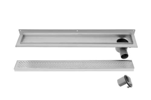 Padlóösszefolyó, Sapho AQUALINE KROKUS padlóösszefolyó sarokba, szifonnal, 860x12cm, inox 2715-90