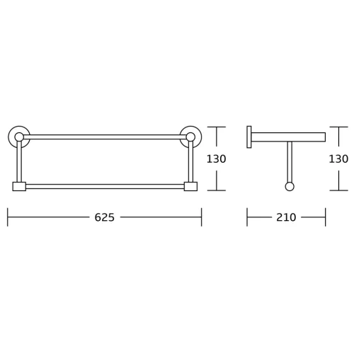 Polc, Sapho AQUALINE SAMBA fix törölközőtartó polc, 630x210mm, fekete SB214