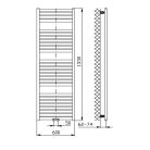 Egyenes radiátor, AQUALINE TONDI radiátor, középső bekötéssel, 600x1330 mm, matt fekete DT486T