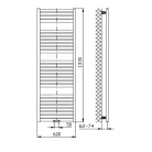 Egyenes radiátor, AQUALINE TONDI radiátor, középső bekötéssel, 600x1330 mm, matt fekete DT486T