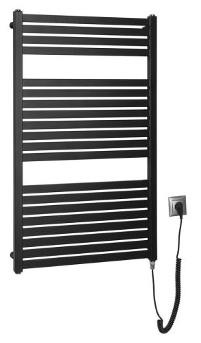 Egyenes radiátor, AQUALINE TONDI-E elektromos radiátor, 600x970 mm, 400W, matt fekete DE466T