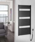 Egyenes radiátor, AQUALINE TONDI-E elektromos radiátor, 600x1330 mm, 600W, matt fekete DE486T