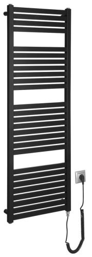 Egyenes radiátor, AQUALINE TONDI-E elektromos radiátor, 450x1330mm, 500W, matt fekete DE476T
