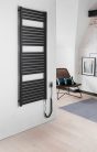 Egyenes radiátor, AQUALINE TONDI-E elektromos radiátor, 450x1330mm, 500W, matt fekete DE476T
