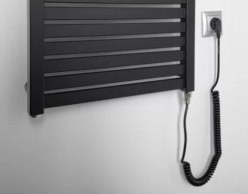 Egyenes radiátor, AQUALINE TONDI-E elektromos radiátor, 450x1330mm, 500W, matt fekete DE476T