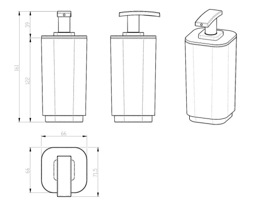 Szappantartó, Sapho AQUALINE SEVENTY szappanadagoló, termoplast/szürke 638208