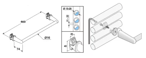 Törölközőtartó, Sapho AQUALINE törölközőtartó egyenes radiátorra, 50cm, fehér IDR-50
