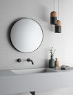 Tükör, Sapho AQUALINE kerek tükör, akasztó nélkül, 60cm, matt fekete 6000